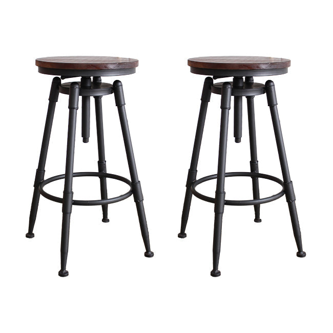Industrial Metal Barstool Leather Counter Stool in Matte Finish for Home Brown Backless 2 Piece Set Clearhalo 'Bar Furniture' 'Bar Stools' 'bar_stools' 'furn' 'furn_bar_stools' 'Furniture' 'Kitchen & Dining Furniture' 5542082