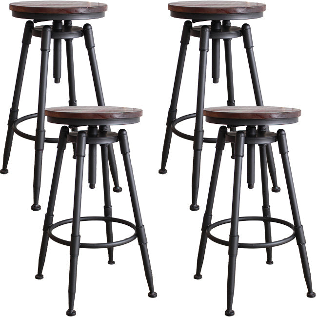 Industrial Metal Barstool Leather Counter Stool in Matte Finish for Home Brown Backless 4 Piece Set Clearhalo 'Bar Furniture' 'Bar Stools' 'bar_stools' 'furn' 'furn_bar_stools' 'Furniture' 'Kitchen & Dining Furniture' 5542085