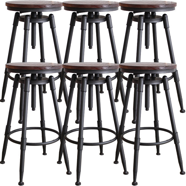 Industrial Metal Barstool Leather Counter Stool in Matte Finish for Home Brown Backless 6 Piece Set Clearhalo 'Bar Furniture' 'Bar Stools' 'bar_stools' 'furn' 'furn_bar_stools' 'Furniture' 'Kitchen & Dining Furniture' 5542086
