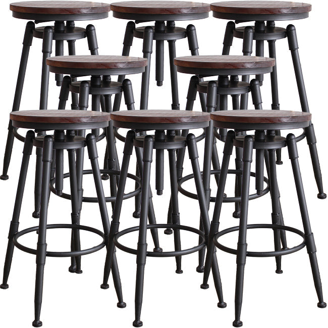 Industrial Metal Barstool Leather Counter Stool in Matte Finish for Home Brown Backless 8 Piece Set Clearhalo 'Bar Furniture' 'Bar Stools' 'bar_stools' 'furn' 'furn_bar_stools' 'Furniture' 'Kitchen & Dining Furniture' 5542087