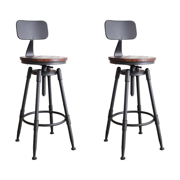 Industrial Metal Barstool Leather Counter Stool in Matte Finish for Home Brown With Back 2 Piece Set Clearhalo 'Bar Furniture' 'Bar Stools' 'bar_stools' 'furn' 'furn_bar_stools' 'Furniture' 'Kitchen & Dining Furniture' 5542089