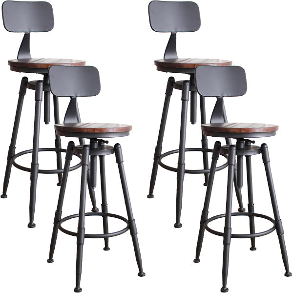 Industrial Metal Barstool Leather Counter Stool in Matte Finish for Home Brown With Back 4 Piece Set Clearhalo 'Bar Furniture' 'Bar Stools' 'bar_stools' 'furn' 'furn_bar_stools' 'Furniture' 'Kitchen & Dining Furniture' 5542090
