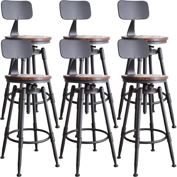 Industrial Metal Barstool Leather Counter Stool in Matte Finish for Home Brown With Back 6 Piece Set Clearhalo 'Bar Furniture' 'Bar Stools' 'bar_stools' 'furn' 'furn_bar_stools' 'Furniture' 'Kitchen & Dining Furniture' 5542091