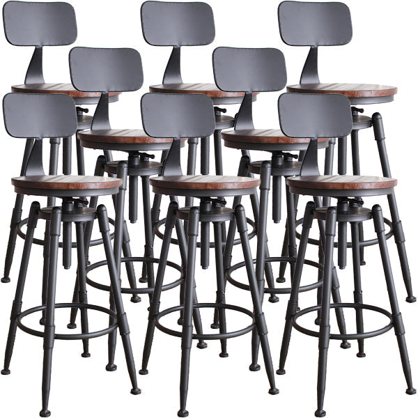 Industrial Metal Barstool Leather Counter Stool in Matte Finish for Home Brown With Back 8 Piece Set Clearhalo 'Bar Furniture' 'Bar Stools' 'bar_stools' 'furn' 'furn_bar_stools' 'Furniture' 'Kitchen & Dining Furniture' 5542092