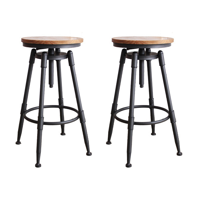 Industrial Metal Barstool Leather Counter Stool in Matte Finish for Home Wood Backless 2 Piece Set Clearhalo 'Bar Furniture' 'Bar Stools' 'bar_stools' 'furn' 'furn_bar_stools' 'Furniture' 'Kitchen & Dining Furniture' 5542094