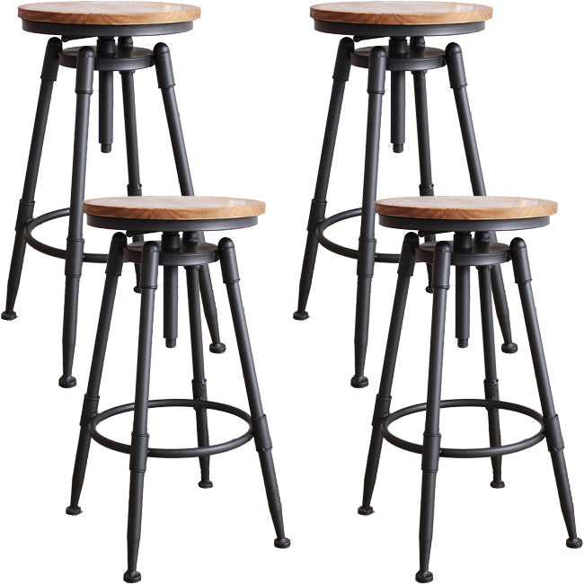 Industrial Metal Barstool Leather Counter Stool in Matte Finish for Home Wood Backless 4 Piece Set Clearhalo 'Bar Furniture' 'Bar Stools' 'bar_stools' 'furn' 'furn_bar_stools' 'Furniture' 'Kitchen & Dining Furniture' 5542095
