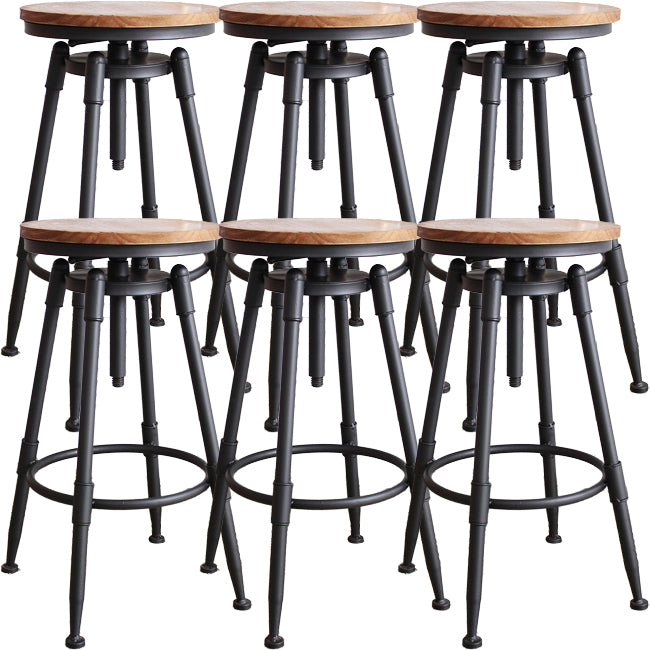 Industrial Metal Barstool Leather Counter Stool in Matte Finish for Home Wood Backless 6 Piece Set Clearhalo 'Bar Furniture' 'Bar Stools' 'bar_stools' 'furn' 'furn_bar_stools' 'Furniture' 'Kitchen & Dining Furniture' 5542096