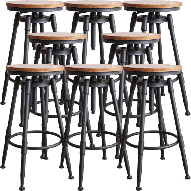 Industrial Metal Barstool Leather Counter Stool in Matte Finish for Home Wood Backless 8 Piece Set Clearhalo 'Bar Furniture' 'Bar Stools' 'bar_stools' 'furn' 'furn_bar_stools' 'Furniture' 'Kitchen & Dining Furniture' 5542097