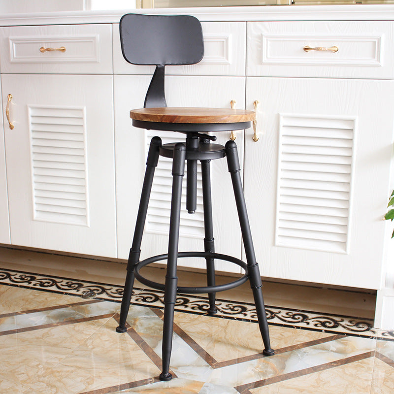 Industrial Metal Barstool Leather Counter Stool in Matte Finish for Home Wood With Back 1 Piece Clearhalo 'Bar Furniture' 'Bar Stools' 'bar_stools' 'furn' 'furn_bar_stools' 'Furniture' 'Kitchen & Dining Furniture' 5542098