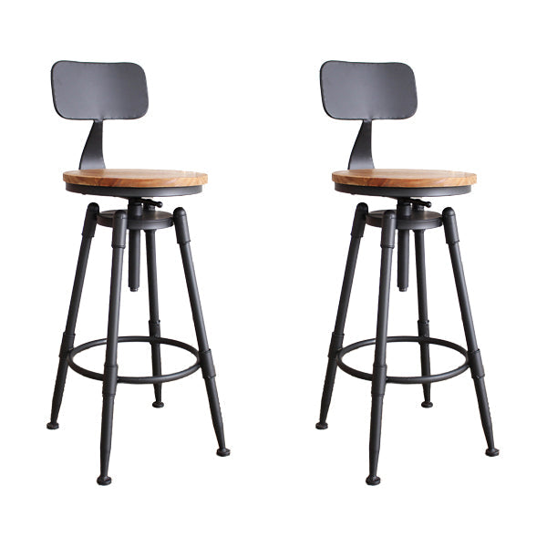 Industrial Metal Barstool Leather Counter Stool in Matte Finish for Home Wood With Back 2 Piece Set Clearhalo 'Bar Furniture' 'Bar Stools' 'bar_stools' 'furn' 'furn_bar_stools' 'Furniture' 'Kitchen & Dining Furniture' 5542099