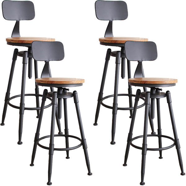 Industrial Metal Barstool Leather Counter Stool in Matte Finish for Home Wood With Back 4 Piece Set Clearhalo 'Bar Furniture' 'Bar Stools' 'bar_stools' 'furn' 'furn_bar_stools' 'Furniture' 'Kitchen & Dining Furniture' 5542100
