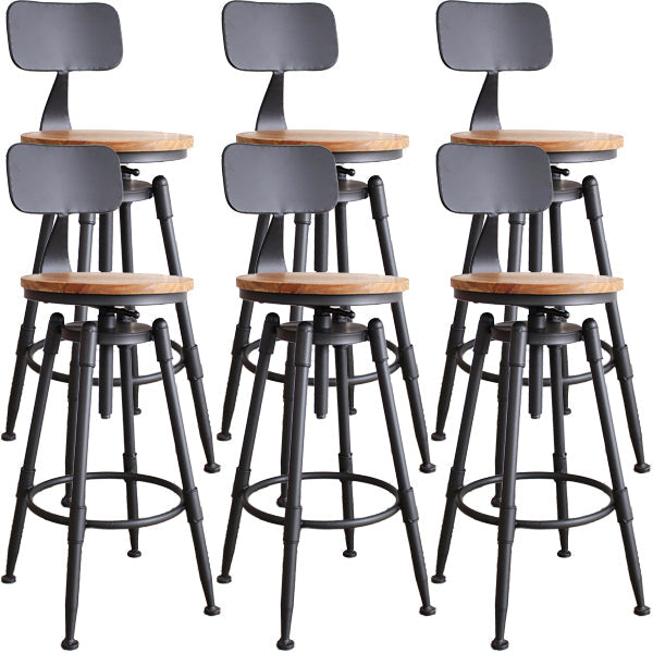 Industrial Metal Barstool Leather Counter Stool in Matte Finish for Home Wood With Back 6 Piece Set Clearhalo 'Bar Furniture' 'Bar Stools' 'bar_stools' 'furn' 'furn_bar_stools' 'Furniture' 'Kitchen & Dining Furniture' 5542101
