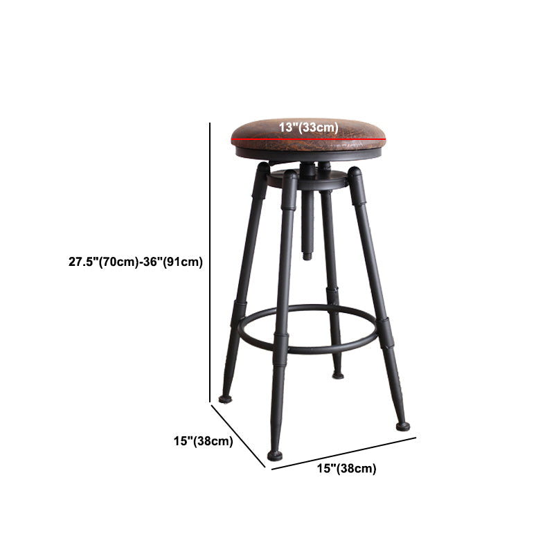 Industrial Metal Barstool Leather Counter Stool in Matte Finish for Home Clearhalo 'Bar Furniture' 'Bar Stools' 'bar_stools' 'furn' 'furn_bar_stools' 'Furniture' 'Kitchen & Dining Furniture' 5542103