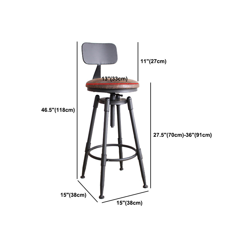 Industrial Metal Barstool Leather Counter Stool in Matte Finish for Home Clearhalo 'Bar Furniture' 'Bar Stools' 'bar_stools' 'furn' 'furn_bar_stools' 'Furniture' 'Kitchen & Dining Furniture' 5542104