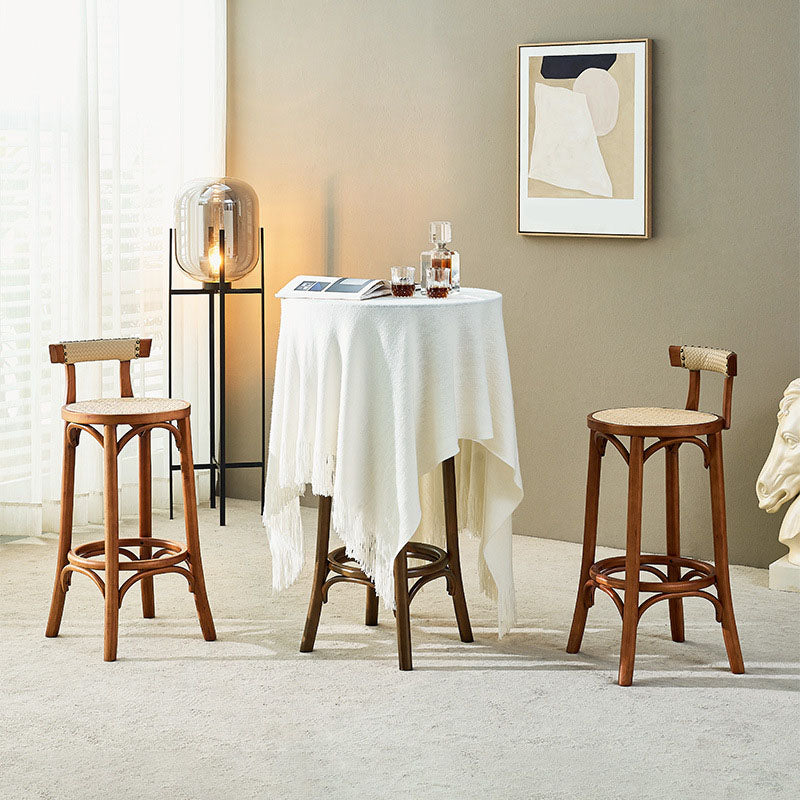 Contemporary Round Footrest Bar Stool Solid Wood Rattan Bar Stool Clearhalo 'Bar Furniture' 'Bar Stools' 'bar_stools' 'furn' 'furn_bar_stools' 'Furniture' 'Kitchen & Dining Furniture' 5542207