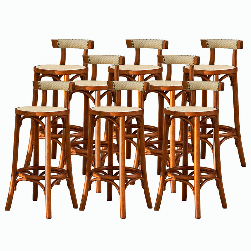 Contemporary Round Footrest Bar Stool Solid Wood Rattan Bar Stool Tan 8 Piece Set Low Back Clearhalo 'Bar Furniture' 'Bar Stools' 'bar_stools' 'furn' 'furn_bar_stools' 'Furniture' 'Kitchen & Dining Furniture' 5542214