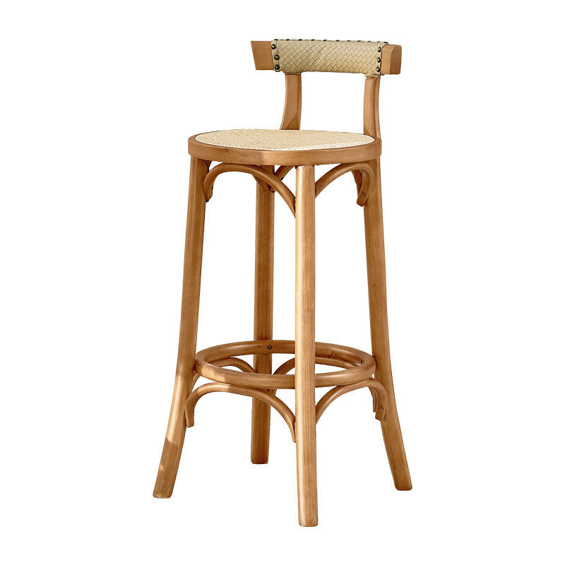 Contemporary Round Footrest Bar Stool Solid Wood Rattan Bar Stool Clearhalo 'Bar Furniture' 'Bar Stools' 'bar_stools' 'furn' 'furn_bar_stools' 'Furniture' 'Kitchen & Dining Furniture' 5542216