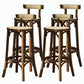 Contemporary Round Footrest Bar Stool Solid Wood Rattan Bar Stool Walnut 4 Piece Set Low Back Clearhalo 'Bar Furniture' 'Bar Stools' 'bar_stools' 'furn' 'furn_bar_stools' 'Furniture' 'Kitchen & Dining Furniture' 5542217