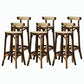 Contemporary Round Footrest Bar Stool Solid Wood Rattan Bar Stool Walnut 6 Piece Set Low Back Clearhalo 'Bar Furniture' 'Bar Stools' 'bar_stools' 'furn' 'furn_bar_stools' 'Furniture' 'Kitchen & Dining Furniture' 5542220
