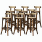 Contemporary Round Footrest Bar Stool Solid Wood Rattan Bar Stool Walnut 8 Piece Set Low Back Clearhalo 'Bar Furniture' 'Bar Stools' 'bar_stools' 'furn' 'furn_bar_stools' 'Furniture' 'Kitchen & Dining Furniture' 5542221