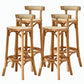 Contemporary Round Footrest Bar Stool Solid Wood Rattan Bar Stool Wood 4 Piece Set Low Back Clearhalo 'Bar Furniture' 'Bar Stools' 'bar_stools' 'furn' 'furn_bar_stools' 'Furniture' 'Kitchen & Dining Furniture' 5542226