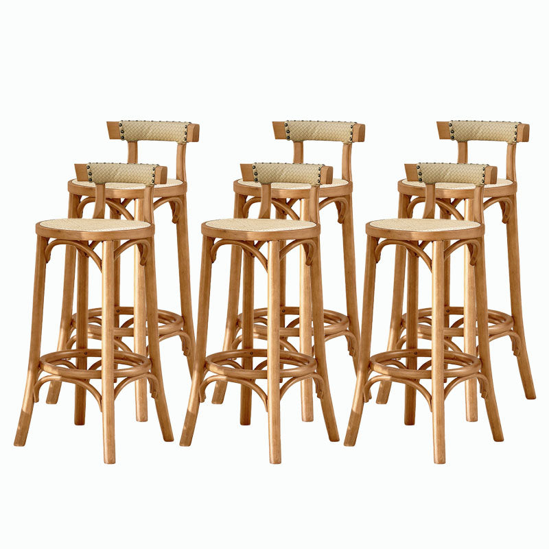 Contemporary Round Footrest Bar Stool Solid Wood Rattan Bar Stool Wood 6 Piece Set Low Back Clearhalo 'Bar Furniture' 'Bar Stools' 'bar_stools' 'furn' 'furn_bar_stools' 'Furniture' 'Kitchen & Dining Furniture' 5542227