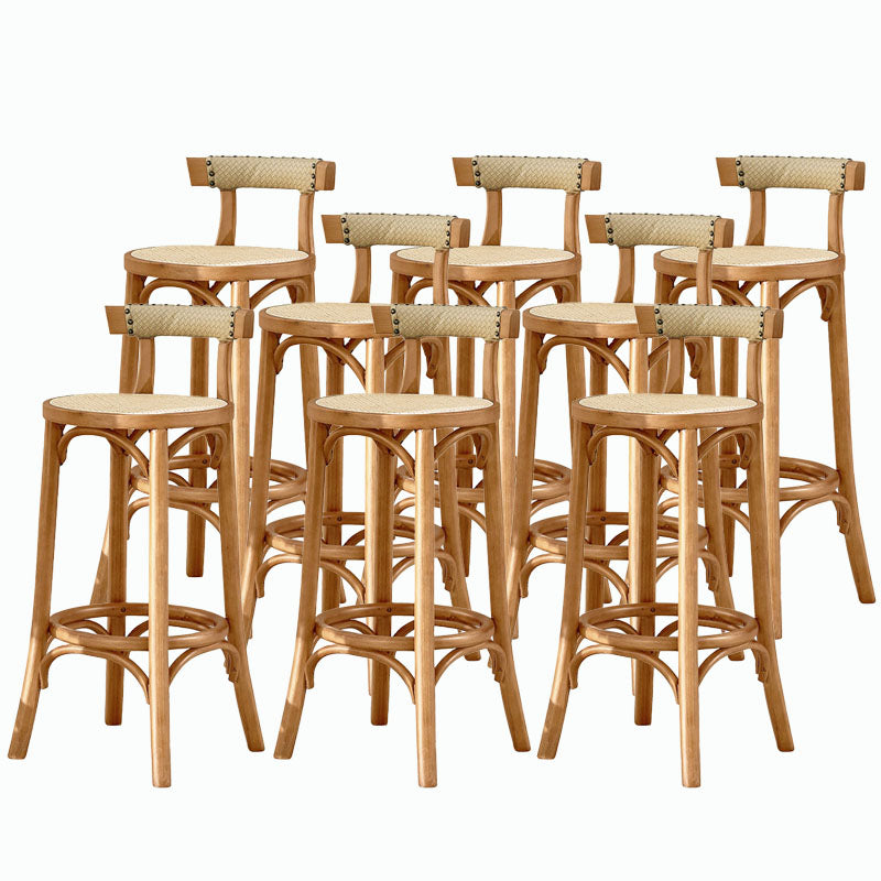 Contemporary Round Footrest Bar Stool Solid Wood Rattan Bar Stool Wood 8 Piece Set Low Back Clearhalo 'Bar Furniture' 'Bar Stools' 'bar_stools' 'furn' 'furn_bar_stools' 'Furniture' 'Kitchen & Dining Furniture' 5542229