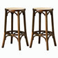 Contemporary Round Footrest Bar Stool Solid Wood Rattan Bar Stool Walnut 2 Piece Set Backless Clearhalo 'Bar Furniture' 'Bar Stools' 'bar_stools' 'furn' 'furn_bar_stools' 'Furniture' 'Kitchen & Dining Furniture' 5542231