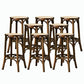 Contemporary Round Footrest Bar Stool Solid Wood Rattan Bar Stool Walnut 8 Piece Set Backless Clearhalo 'Bar Furniture' 'Bar Stools' 'bar_stools' 'furn' 'furn_bar_stools' 'Furniture' 'Kitchen & Dining Furniture' 5542235