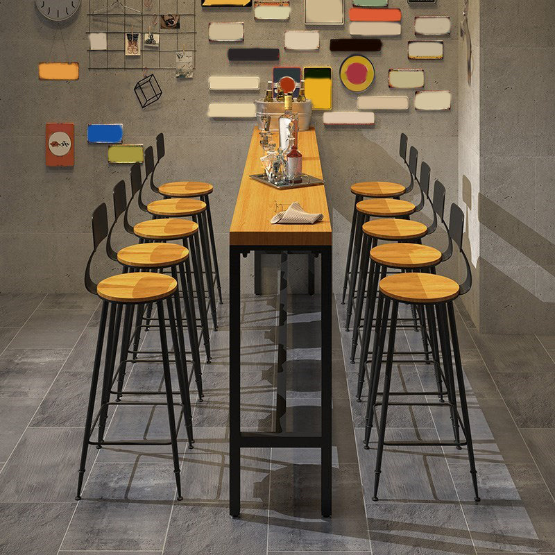 Industrial 1/6/11 Pieces Bar Table Set Rectangle Pine Wood Counter Table for Dining Room Clearhalo 'Bar Furniture' 'furn' 'furn_home_bar_bar_sets' 'Furniture' 'Home Bars & Bar Sets' 'home_bar_bar_sets' 'Kitchen & Dining Furniture' 5542463