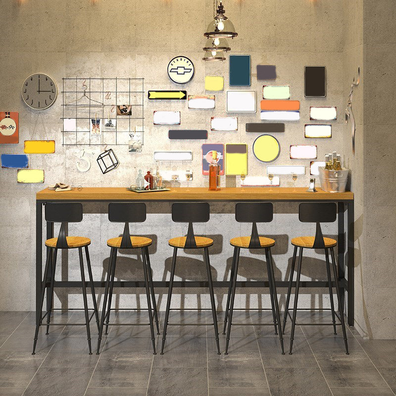 Industrial 1/6/11 Pieces Bar Table Set Rectangle Pine Wood Counter Table for Dining Room Clearhalo 'Bar Furniture' 'furn' 'furn_home_bar_bar_sets' 'Furniture' 'Home Bars & Bar Sets' 'home_bar_bar_sets' 'Kitchen & Dining Furniture' 5542465