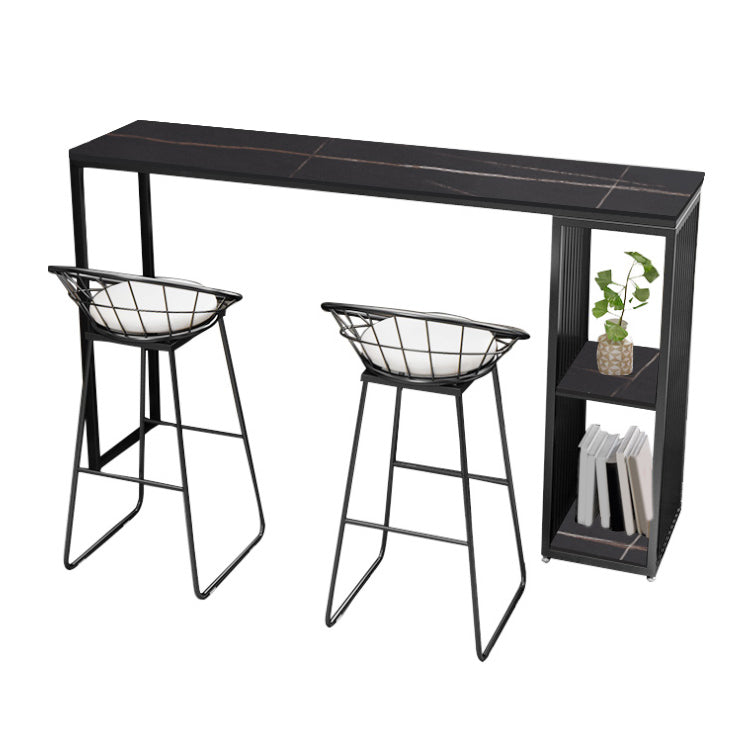 Glamour 1/3 pièces table de bar de bar à table de pierre rectangle avec tabourets hauts pour balcon