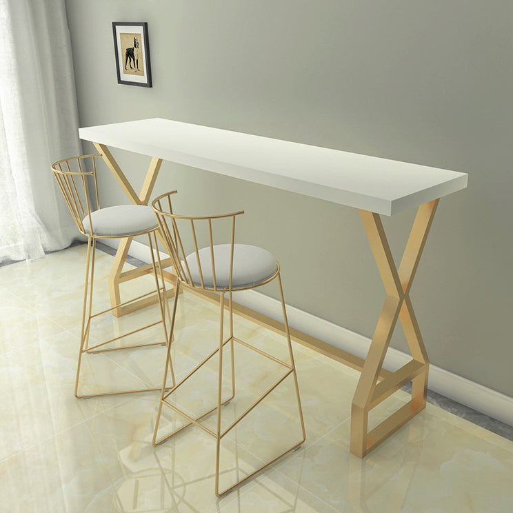 White and Gold Counter Set 1/2/3/5 Pieces Rectangle Trestle Glam Bar Table Set Clearhalo 'Bar Furniture' 'furn' 'furn_home_bar_bar_sets' 'Furniture' 'Home Bars & Bar Sets' 'home_bar_bar_sets' 'Kitchen & Dining Furniture' 5542530