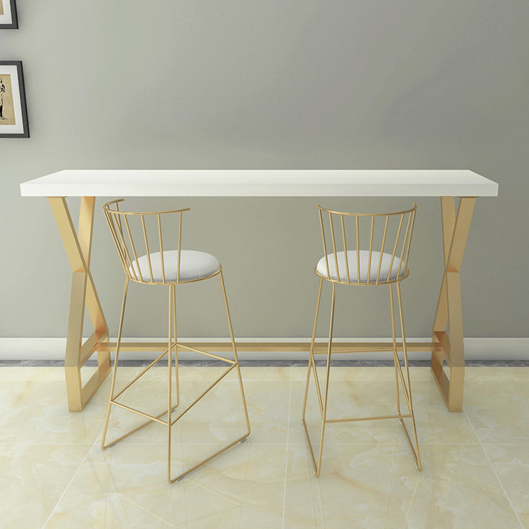 White and Gold Counter Set 1/2/3/5 Pieces Rectangle Trestle Glam Bar Table Set Clearhalo 'Bar Furniture' 'furn' 'furn_home_bar_bar_sets' 'Furniture' 'Home Bars & Bar Sets' 'home_bar_bar_sets' 'Kitchen & Dining Furniture' 5542531