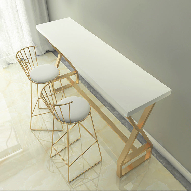 White and Gold Counter Set 1/2/3/5 Pieces Rectangle Trestle Glam Bar Table Set Clearhalo 'Bar Furniture' 'furn' 'furn_home_bar_bar_sets' 'Furniture' 'Home Bars & Bar Sets' 'home_bar_bar_sets' 'Kitchen & Dining Furniture' 5542532