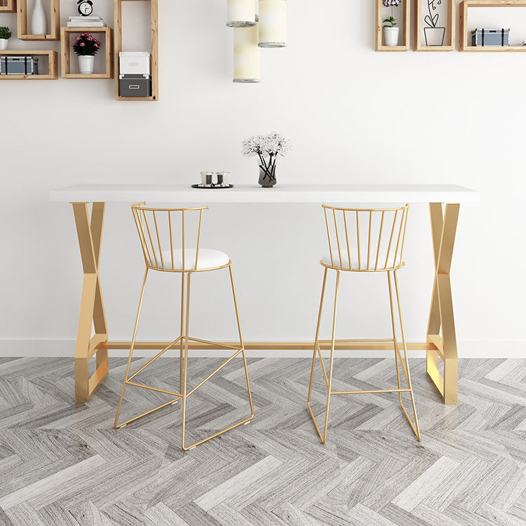 White and Gold Counter Set 1/2/3/5 Pieces Rectangle Trestle Glam Bar Table Set Clearhalo 'Bar Furniture' 'furn' 'furn_home_bar_bar_sets' 'Furniture' 'Home Bars & Bar Sets' 'home_bar_bar_sets' 'Kitchen & Dining Furniture' 5542538