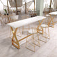 White and Gold Counter Set 1/2/3/5 Pieces Rectangle Trestle Glam Bar Table Set Clearhalo 'Bar Furniture' 'furn' 'furn_home_bar_bar_sets' 'Furniture' 'Home Bars & Bar Sets' 'home_bar_bar_sets' 'Kitchen & Dining Furniture' 5542539