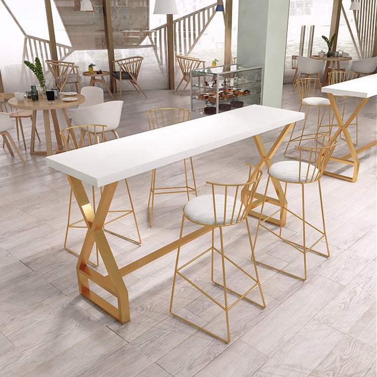 White and Gold Counter Set 1/2/3/5 Pieces Rectangle Trestle Glam Bar Table Set Clearhalo 'Bar Furniture' 'furn' 'furn_home_bar_bar_sets' 'Furniture' 'Home Bars & Bar Sets' 'home_bar_bar_sets' 'Kitchen & Dining Furniture' 5542539