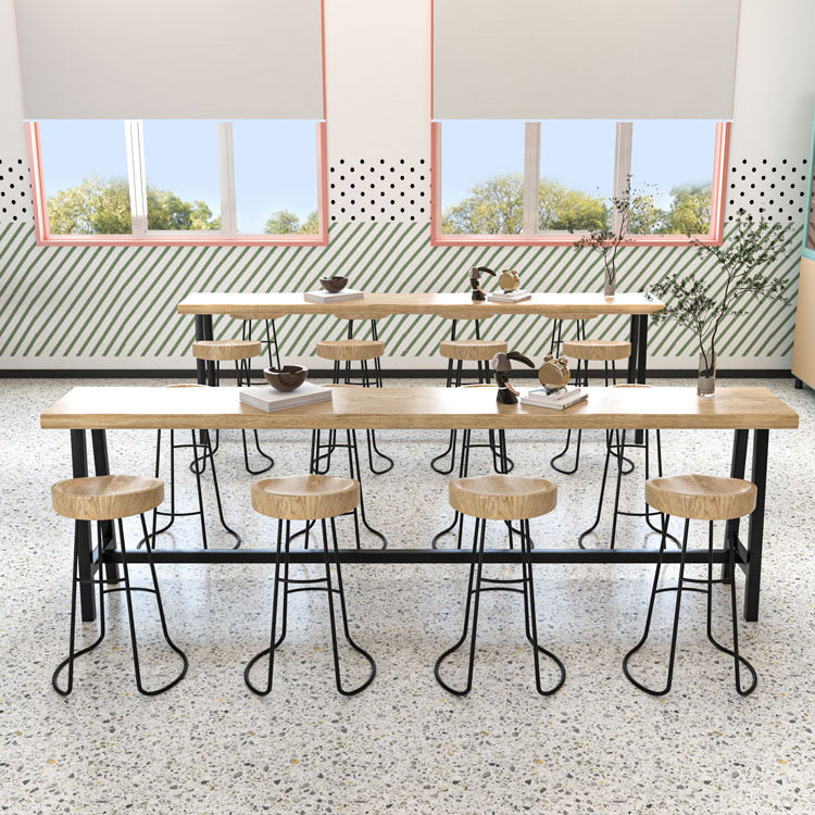 Rectangle industriel en bois massif top table ensemble 1/5/9 Pièces Table de comptoir avec tabourets