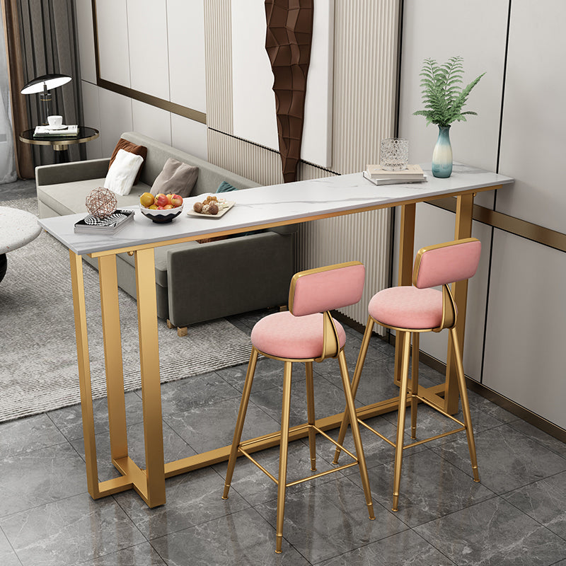 Glam Indoor Bar Stool and Table Set 1/2/3 Pieces White Table and Stool Set 3 Pieces: Table, 2 Pink Stools Clearhalo 'Bar Furniture' 'furn' 'furn_home_bar_bar_sets' 'Furniture' 'Home Bars & Bar Sets' 'home_bar_bar_sets' 'Kitchen & Dining Furniture' 5542582