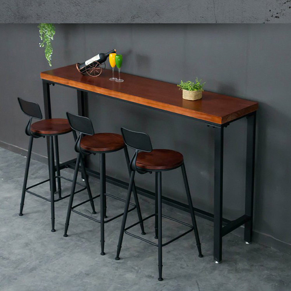 Industrial Rectangle Pine Wood Bar Table Set 1/4 Pieces Counter Table with High Stools Clearhalo 'Bar Furniture' 'furn' 'furn_home_bar_bar_sets' 'Furniture' 'Home Bars & Bar Sets' 'home_bar_bar_sets' 'Kitchen & Dining Furniture' 5542622