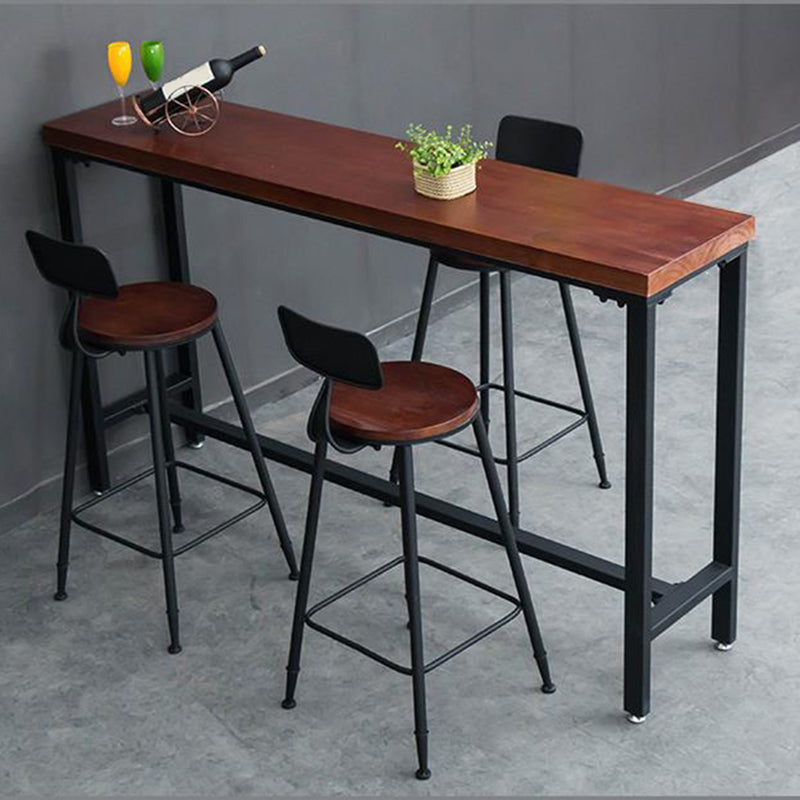 Industrial Rectangle Pine Wood Bar Table Set 1/4 Pieces Counter Table with High Stools Clearhalo 'Bar Furniture' 'furn' 'furn_home_bar_bar_sets' 'Furniture' 'Home Bars & Bar Sets' 'home_bar_bar_sets' 'Kitchen & Dining Furniture' 5542629