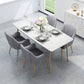 Glam Style Sintered Stone Dining Set Rectangle 1/4/5/7 Pieces Dining Set 5 Pieces: Table, 4 Grey Chairs Clearhalo 'Dining Room Sets' 'Dining Tables & Seating' 'dining_room_set' 'furn' 'furn_dining_room_set' 'Furniture' 'Kitchen & Dining Furniture' 5542662
