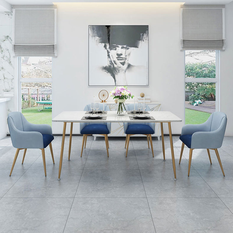 Glam Style Sintered Stone Dining Set Rectangle 1/4/5/7 Pieces Dining Set Clearhalo 'Dining Room Sets' 'Dining Tables & Seating' 'dining_room_set' 'furn' 'furn_dining_room_set' 'Furniture' 'Kitchen & Dining Furniture' 5542667