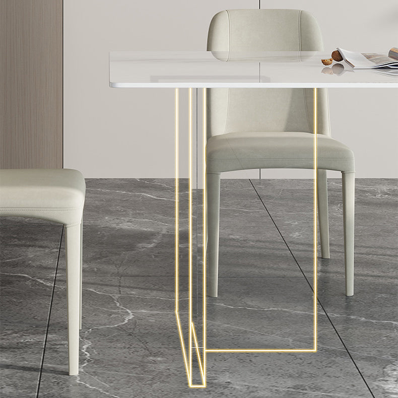 Modern Style Sintered Stone Dining Table Set 1/2/5/6 Pieces Dining Set for Home Use Clearhalo 'Dining Room Sets' 'Dining Tables & Seating' 'dining_room_set' 'furn' 'furn_dining_room_set' 'Furniture' 'Kitchen & Dining Furniture' 5542685