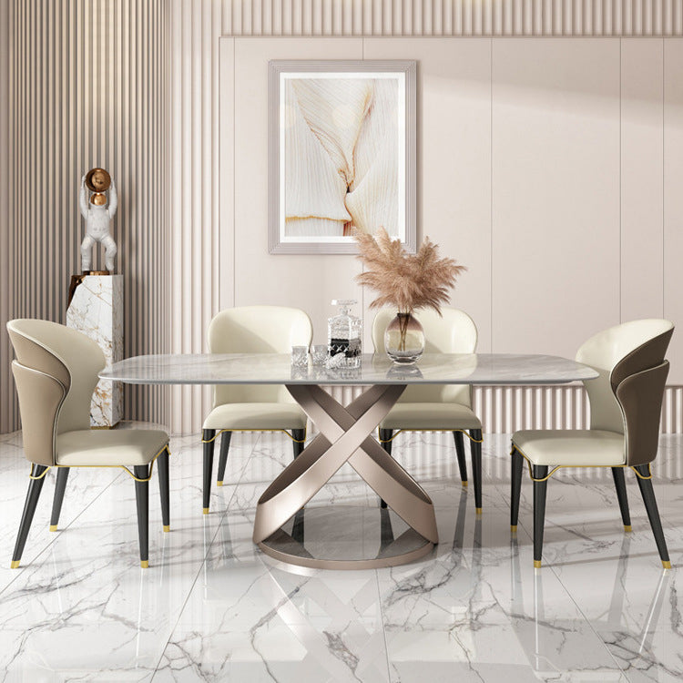 Modern Style Sintered Stone Dining Table Set 1/2/5/6 Pieces Dining Set 5 Pieces: Table, 4 Chairs Clearhalo 'Dining Room Sets' 'Dining Tables & Seating' 'dining_room_set' 'furn' 'furn_dining_room_set' 'Furniture' 'Kitchen & Dining Furniture' 5542720