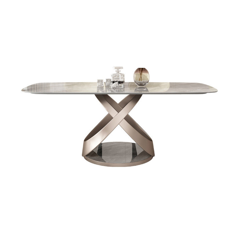 Modern Style Sintered Stone Dining Table Set 1/2/5/6 Pieces Dining Set Grey 71"L x 35"W Clearhalo 'Dining Room Sets' 'Dining Tables & Seating' 'dining_room_set' 'furn' 'furn_dining_room_set' 'Furniture' 'Kitchen & Dining Furniture' 5542723