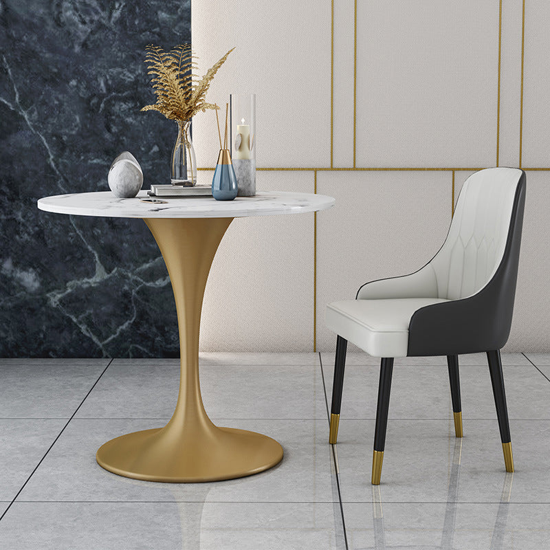 Glam Faux Marble Dining Table Set Round 1/2/4/5 Pieces Dining Set 2 Pieces: Table, 1 Chair Clearhalo 'Dining Room Sets' 'Dining Tables & Seating' 'dining_room_set' 'furn' 'furn_dining_room_set' 'Furniture' 'Kitchen & Dining Furniture' 5542732