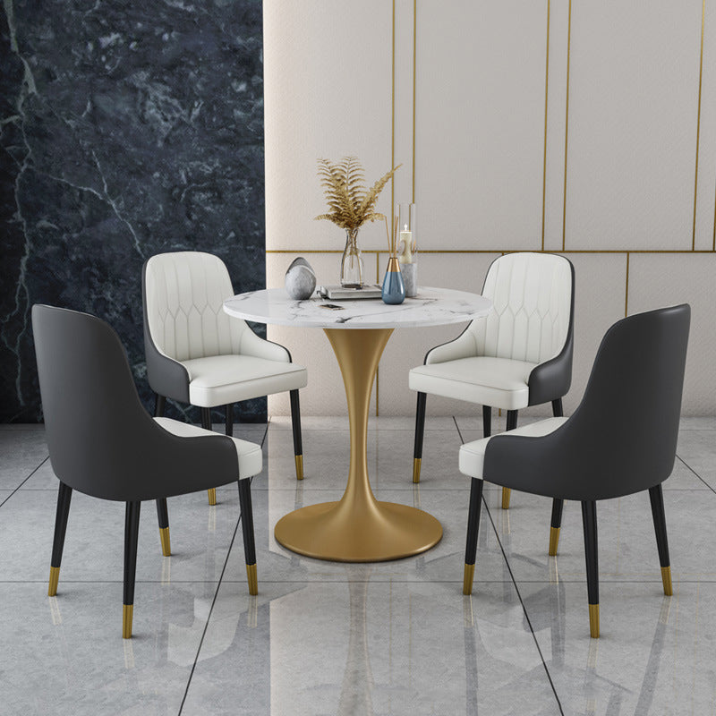 Glam Faux Marble Dining Table Set Round 1/2/4/5 Pieces Dining Set Clearhalo 'Dining Room Sets' 'Dining Tables & Seating' 'dining_room_set' 'furn' 'furn_dining_room_set' 'Furniture' 'Kitchen & Dining Furniture' 5542736