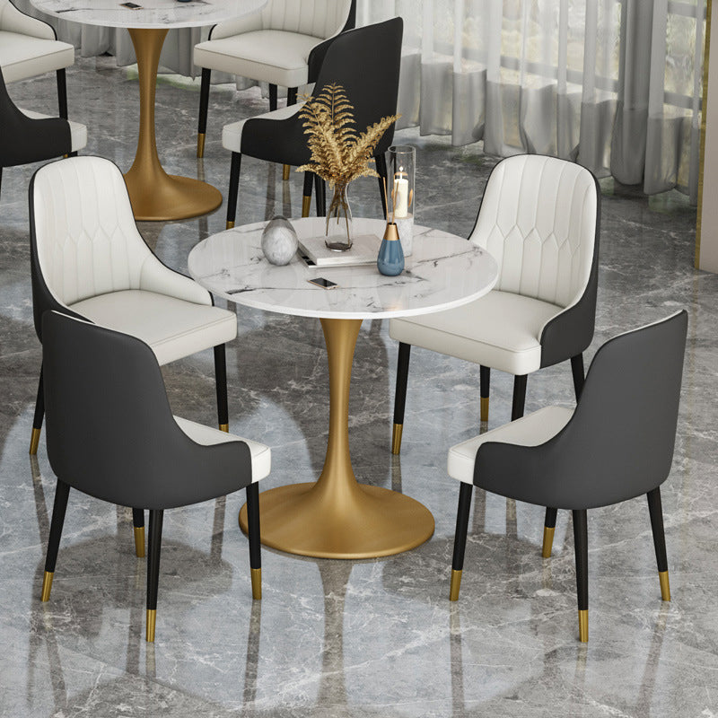 Glam Faux Marble Dining Table Set Round 1/2/4/5 Pieces Dining Set Clearhalo 'Dining Room Sets' 'Dining Tables & Seating' 'dining_room_set' 'furn' 'furn_dining_room_set' 'Furniture' 'Kitchen & Dining Furniture' 5542741